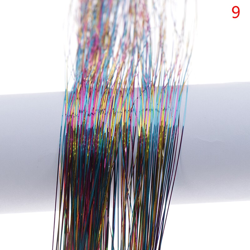 1 worek blask włosów blichtr Bling włosy Secoration dla syntetycznych robić przedłużania włosów brokat tęczy dla dziewcząt i imprezę 50x3.3cm: N9