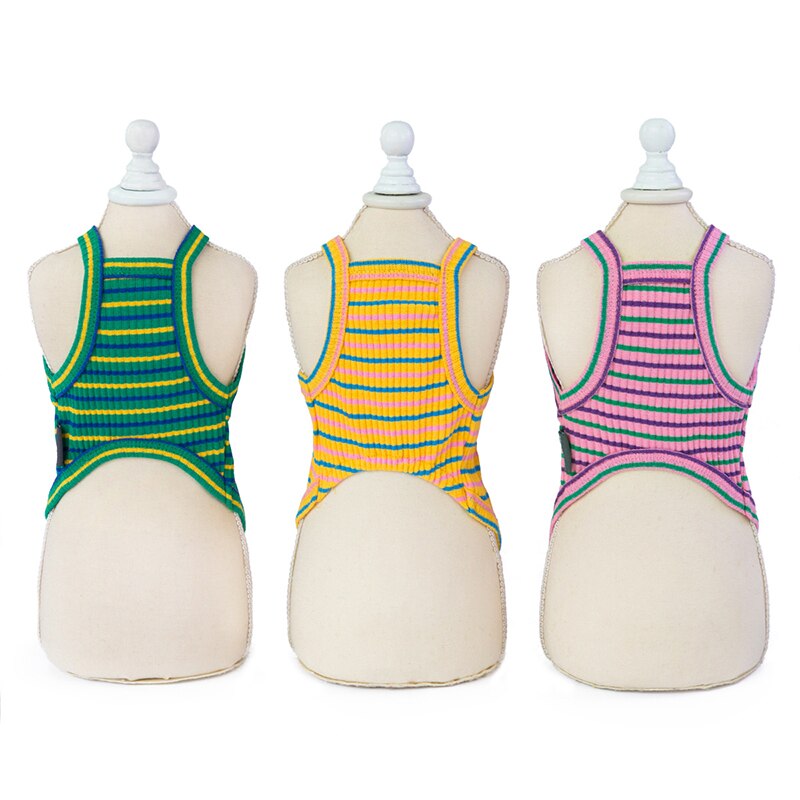chien vêtements chiot gilet Camisole mignon arc-en-ciel rayé T-shirt été chien vêtements chemise Ropa Perro