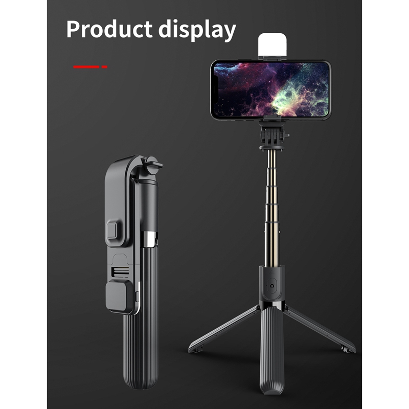 Kabelloser bluetooth-selfie-stick, faltbares mini-stativ, tragbarer handyhalter mit fülllicht für ios- und android-smartphones