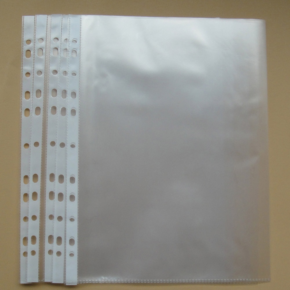 100 Sheets 8.5x11 / A4 Strong Transparent Poly- Punched Pockets X 100 Sleeves, 11 Holes, PP Bag For Ring Binder/folders