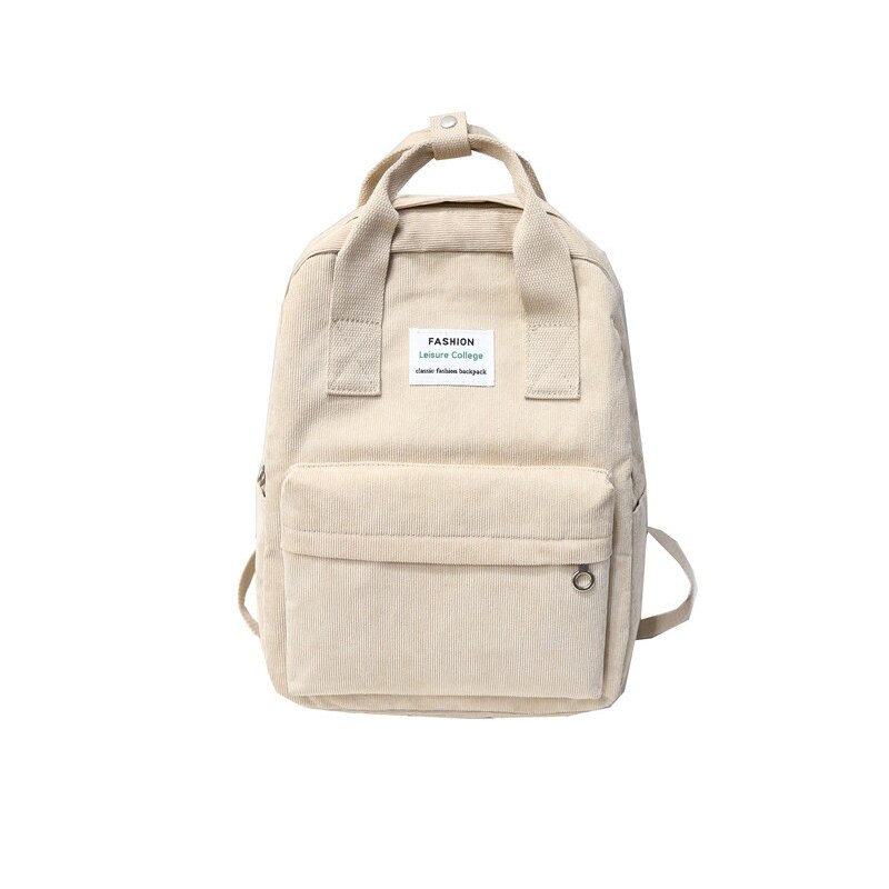 Corduroy Canvas Rugzak Voor Vrouwen College School Bagpack Harajuku Mode Reizen Schouder Boek Tassen Voor Tienermeisjes: BEIGE