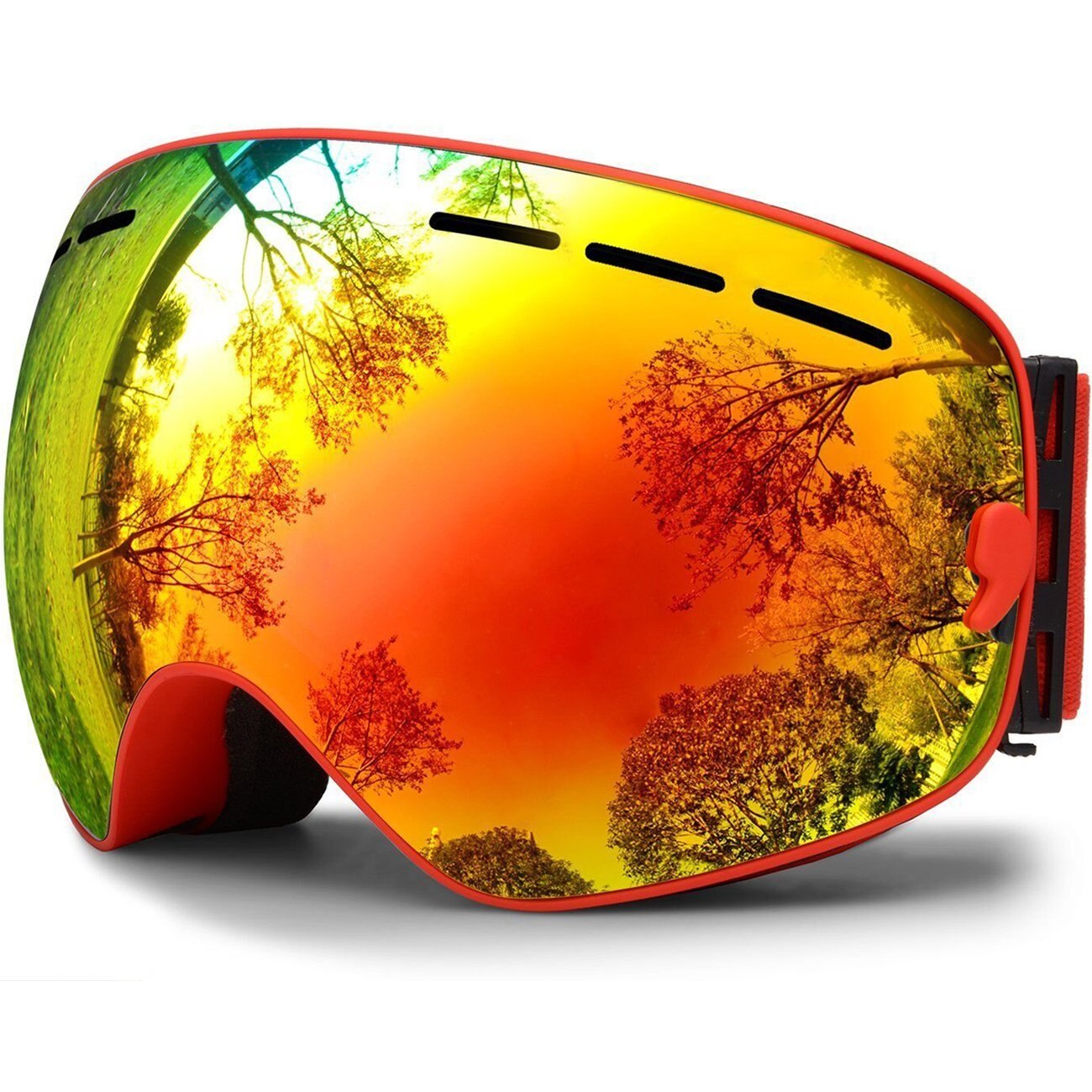 Lunettes de ski double couche anti-buée UV400, grand masque de ski, lunettes de neige pour hommes et femmes, masques de snowboard: Rouge