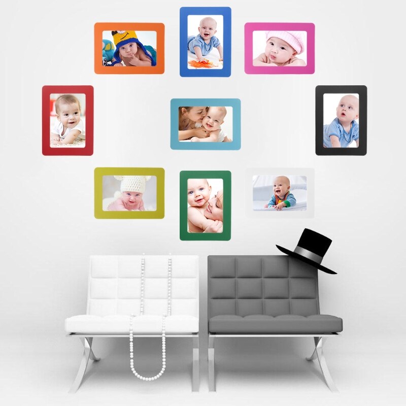 9 Kleuren Diy Kleurrijke Magnetische Foto Fotolijsten Koelkast Magneet Photoframe Thuis Woonkamer Decor