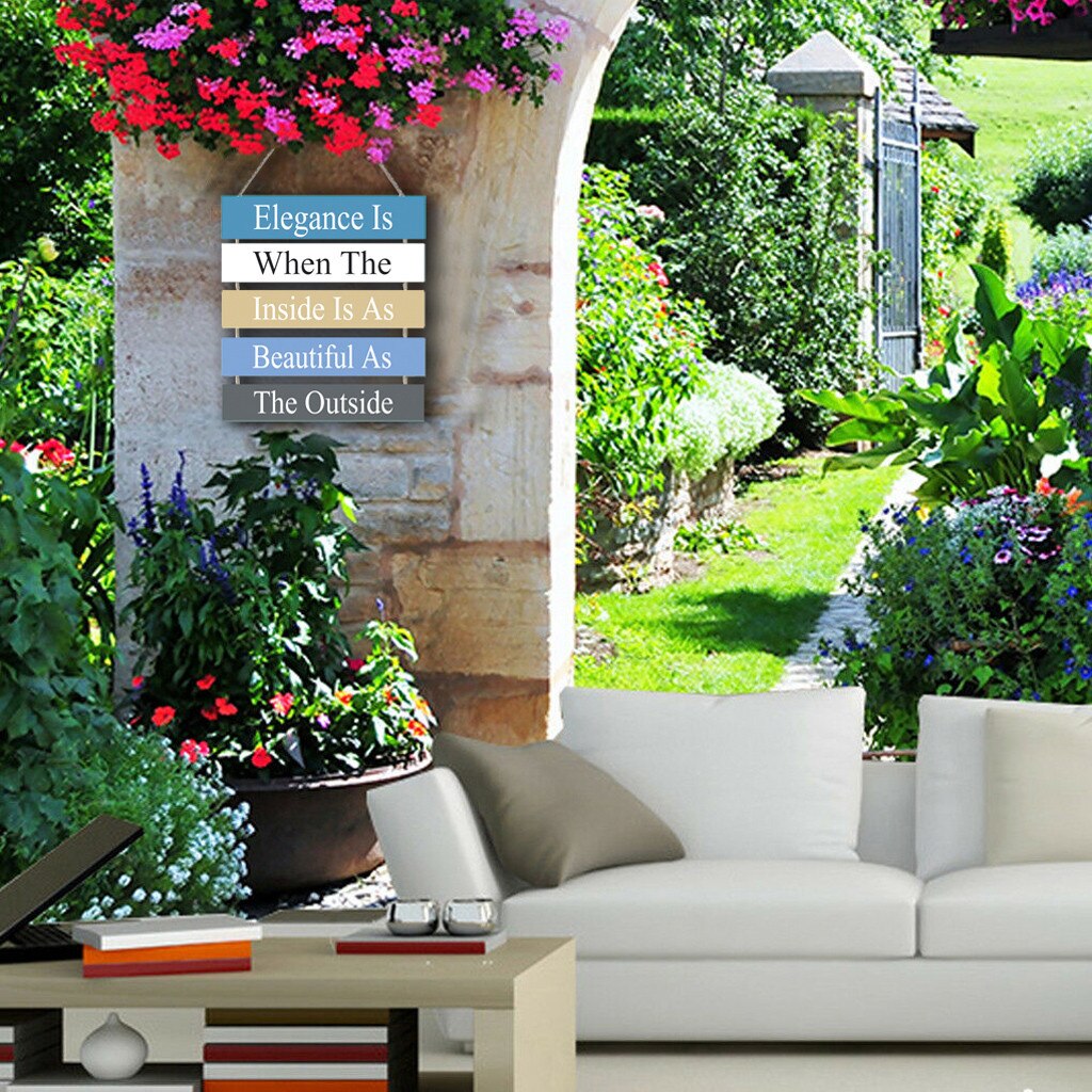 Garden Wooden Door Sign Plaque Sign Wall Hanging Sign Wooden Hanging Hanging Letter Print Home Decoration Doorplate Statues