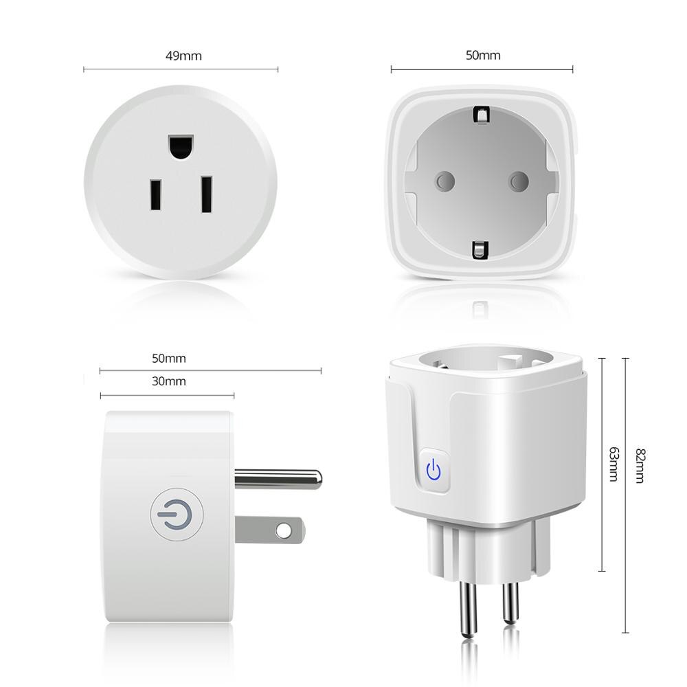 Enchufe inteligente con WiFi de 2,4G, enchufe con enchufe para hogar compatible con Tuya, Smart Life, Alexa, Google Home, 110V y 220V, adaptador de enchufe para UE y EE. UU.