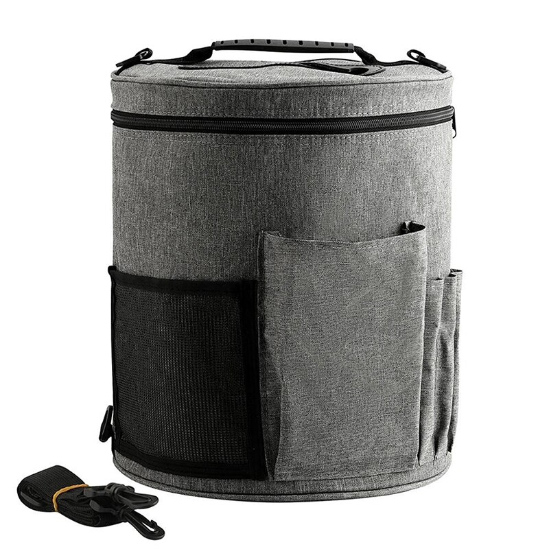 Knitting Bag Portable Yarn Tote Storage Bag DIY Household Organizer for Crochet Hooks and Knitting Needles Yarn Balls: Grey