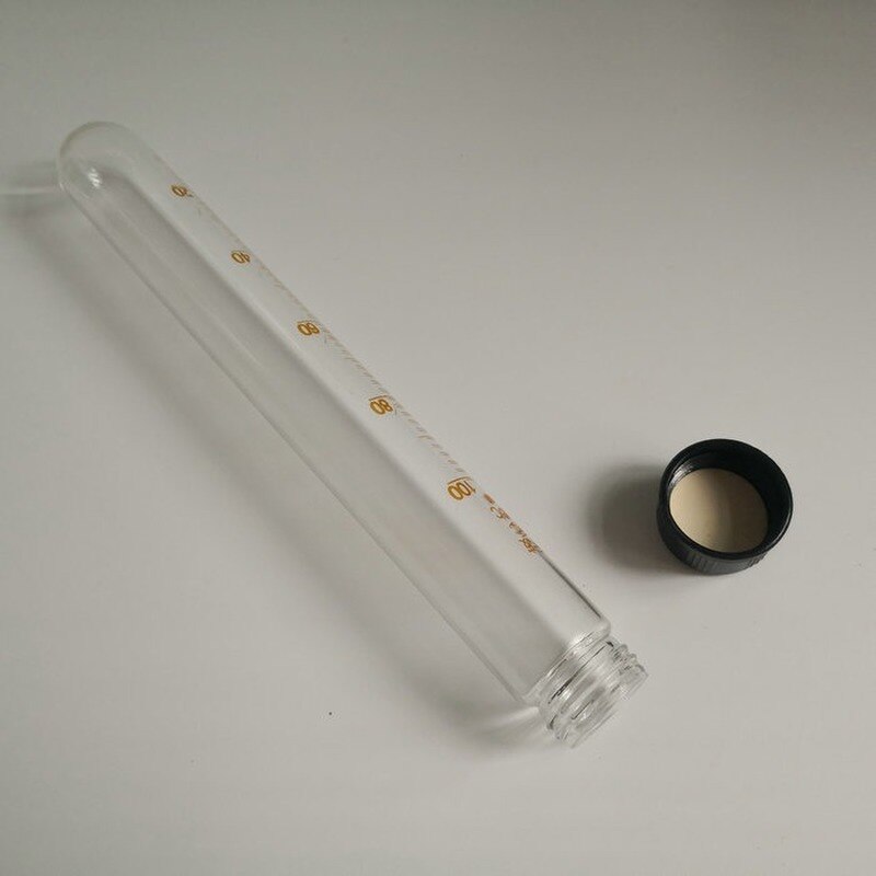 Tube à essai gradué en verre de 100ml, 10 pièces/lot, centrifugeuse en verre avec bouchon à vis noir, fond rond