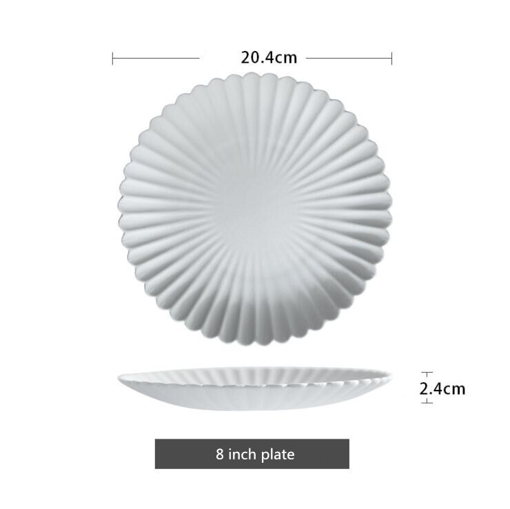 Plato cerámico PARA CENA DE pétalos grises, vajilla de cocina, platos de comida, arroz, ensalada, fideos, tazón, sopa, cocina, herramienta de cocina, 1 ud.: 8 inch plate