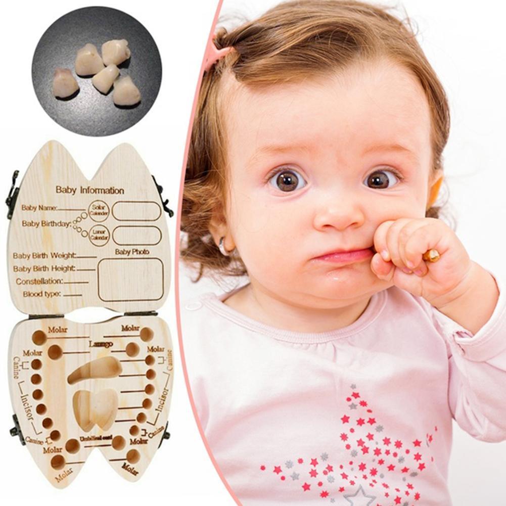 Baby tandboks lille søde træ mælketænder souvenirvækst børn fødselsdag mindesæske børnes taske opbevaring  z7 l 8