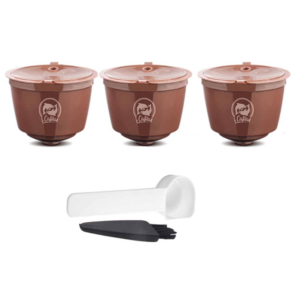 Compatibel Met Dolce Gusto Crema Koffie Capsule Filters Herbruikbare Hervulbare Koffie Capsule Cup Food Grade Plastic: 3Cup Brown