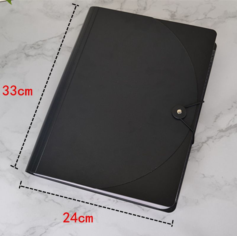 1 pcs Expanding File Folder 13 Pockets, black Accordion A4 folder Document Bag Office School Supply