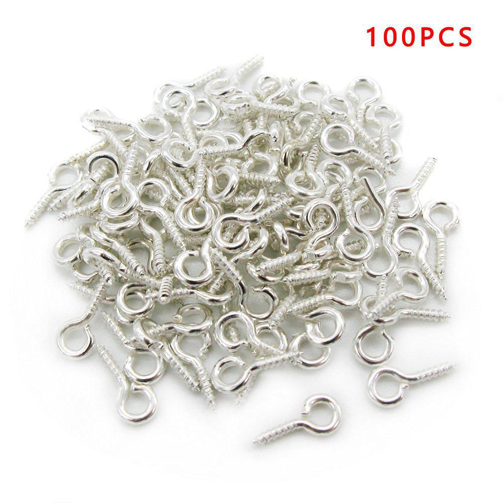 100 Stks/zak Metalen Schroef Ogen Pin Bevindingen Voor Klei Sieraden Hars Plastic Bead 10Mm Schroef Ogen Voor Diy Sieraden opknoping Foto 'S
