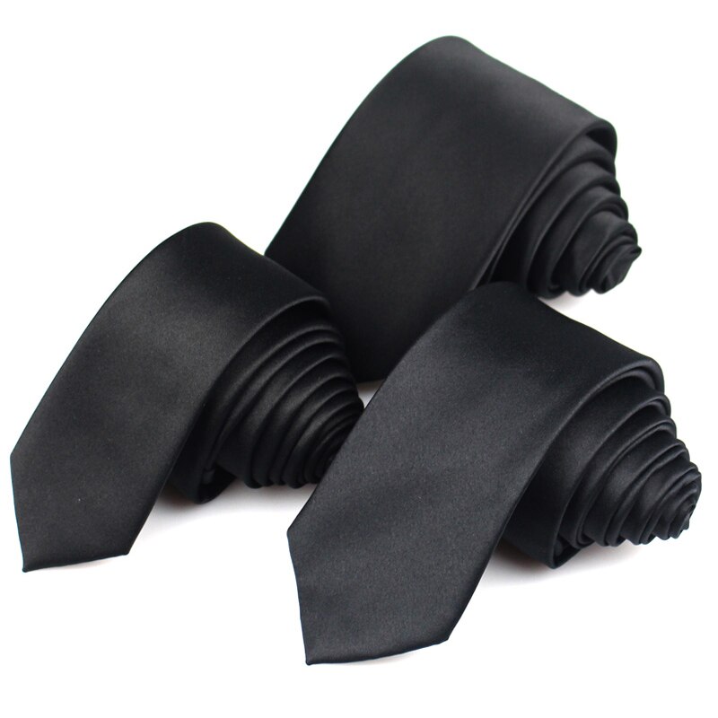 Corbatas clásicas negras para hombre, corbatas de seda para de boda, corbata de cuello de adulto, 3 tamaños, Corbata lisa informal
