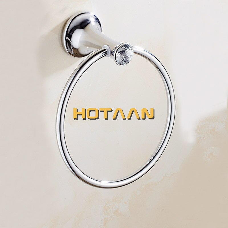 Handdoek Ring Chrome Badkamer Handdoek Houder, Rvs Muur Gemonteerde Ronde Handdoek Ringen Crystal Handdoekenrek Badkamer Accessoires