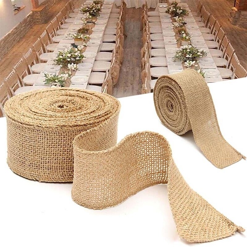 2Yard/Roll Natuurlijke Jute Jute Lint Voor Ambachten Diy Hennep Lint Kant Materiaal Wedding Party Decoratieve Kerst Cadeau wikkelen