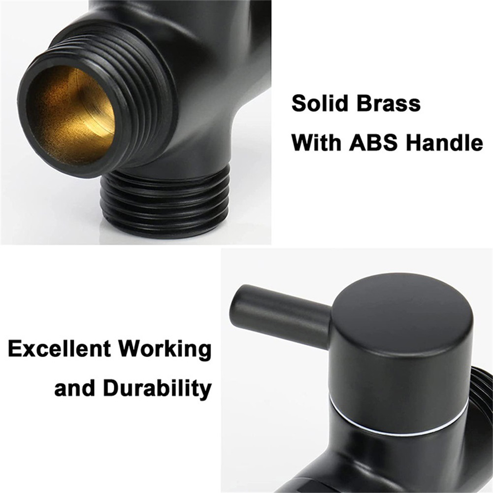 Válvula desviadora de latón de 3 vías G1/2 pulgadas, convertidor adaptador en T negro para conector de grifo de agua de ducha, separador de agua para grifo de baño