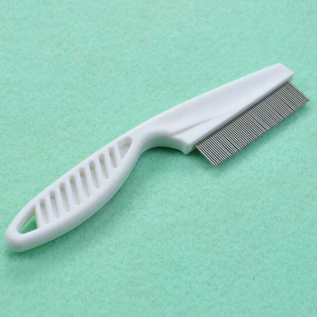 Pet Animal Comb Dog Cat Care Protection Flea Comb Stainless Steel Comfort Flea Hair Grooming Comb Dogs Care Supplies: white / S