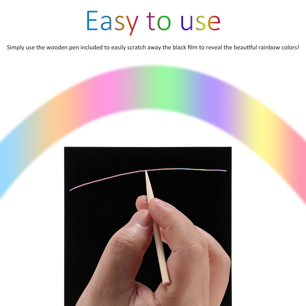 DIY Colorful Mini Scratch Art Notes With Wooden Pen Scratch Drawing Toys Colorful Graffiti Notebook DIY Environmental