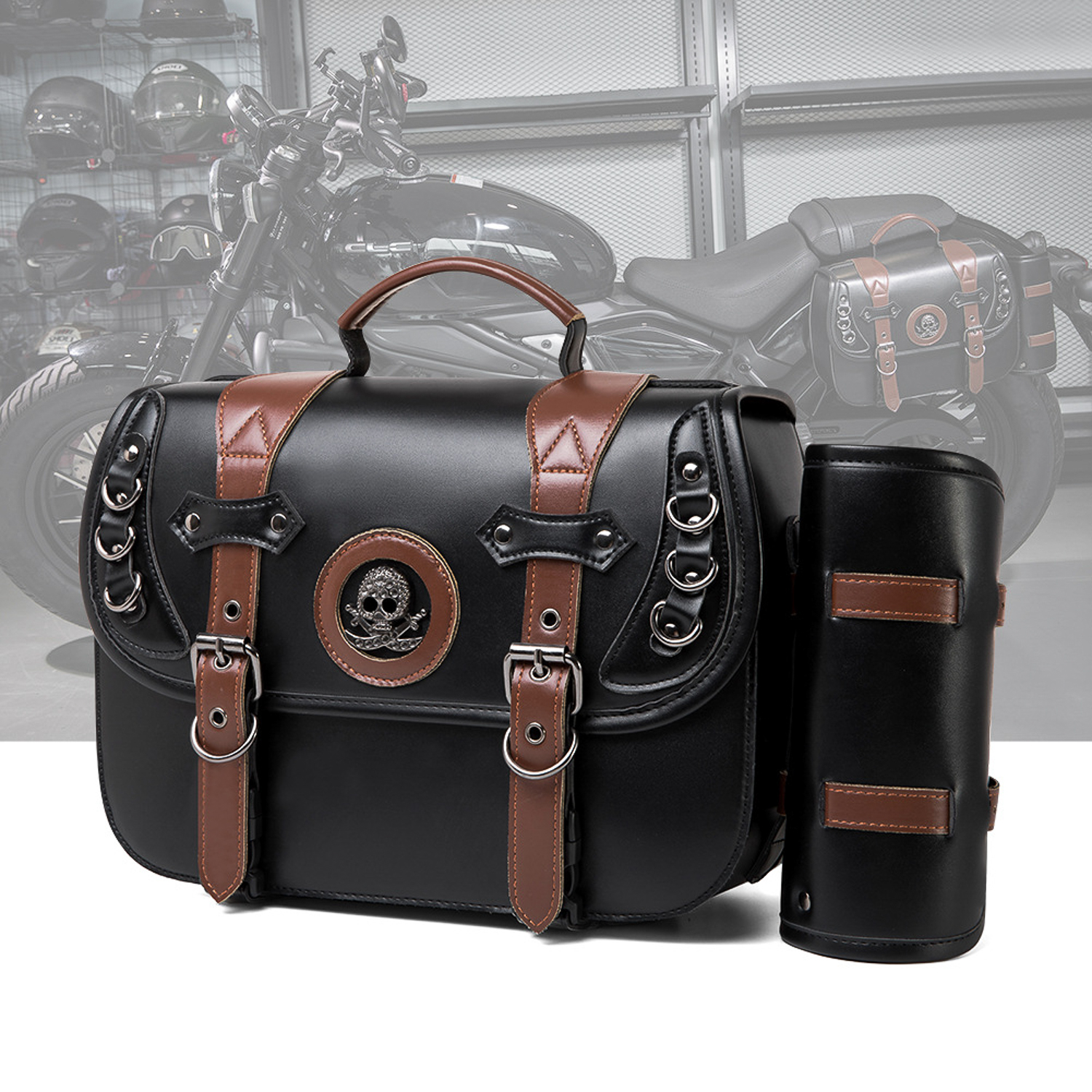 Novo alforjes de couro pu para motocicleta, bolsa lateral à prova d'água, acessórios para motocicletas