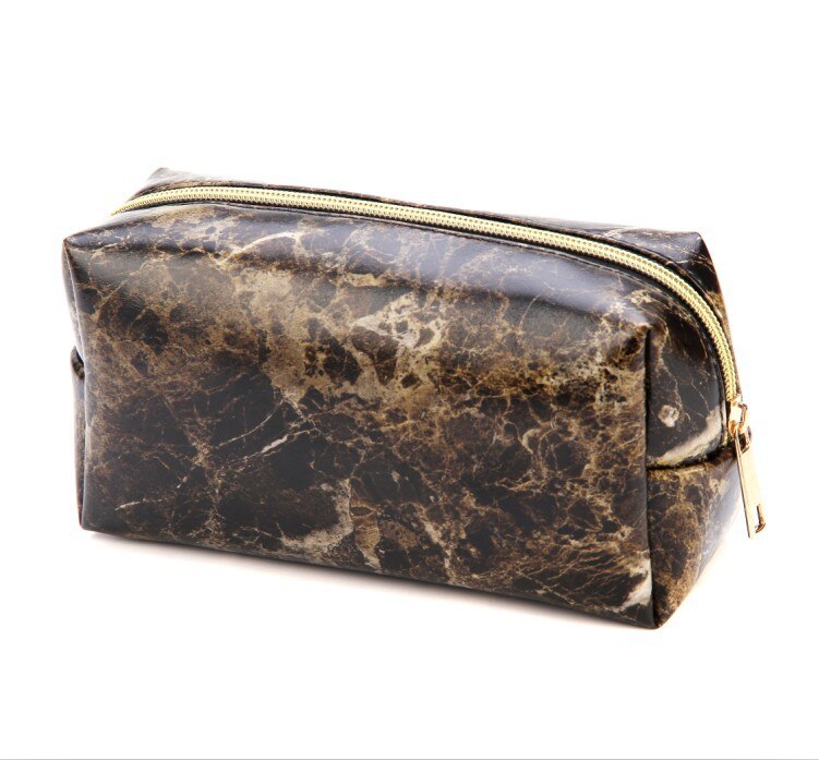 Estuches de lápices de mármol blanco y negro para niñas, gran capacidad, bolsa de cosméticos de cuero PU, Estuche escolar, suministros de oficina Zakka escolar: Black