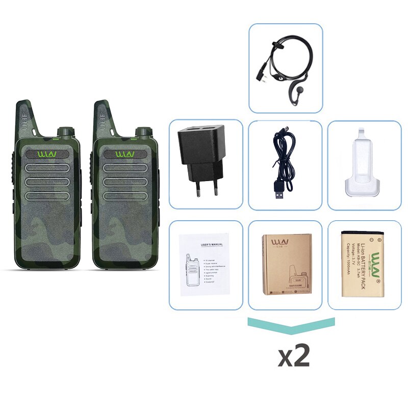 2pcs WLN KD C1 Mini Walkie Talkie рация Handheld 2 Way Ham Radio hf Transceiver USB Charging KD-C1 uhf Walkie-Talkies wln KDC1: Green-Add Headset / Euro