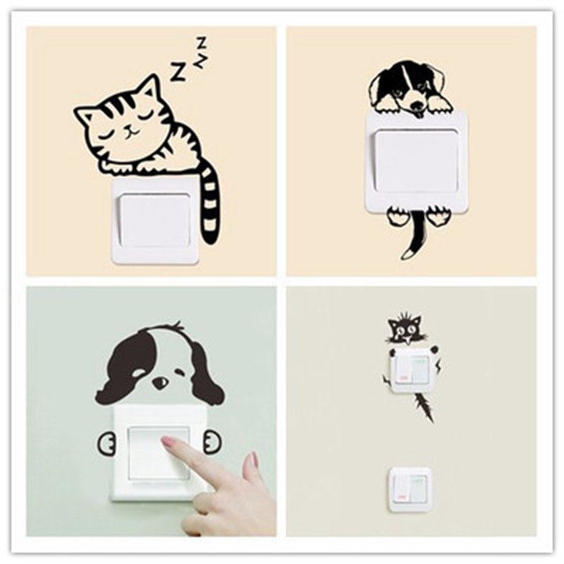 DIY Switch Stickers Cute Light Bulb Toilet Paper Wall Stickers Home Decoration Bedroom Parlor Decoration JJJTZ51