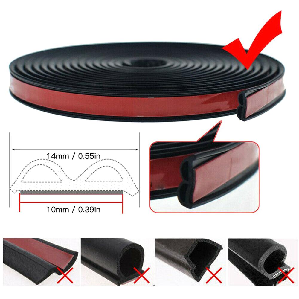 5M B Shape Car Door Seal Strips Weatherstrip Rubber Seals Sound Insulation Sealing Sticker Decoration Strip Car Interior