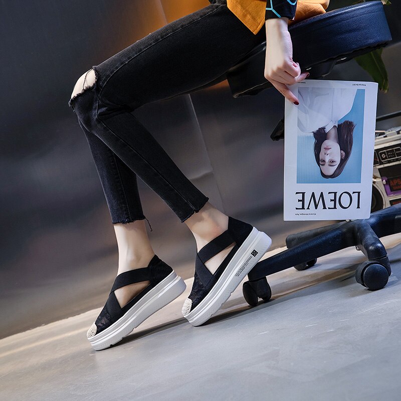 Junsrm kvinde sandaler blonder damesko elastik damesko fritidssko cement sandal kvindefodtøj femme sko sneakers