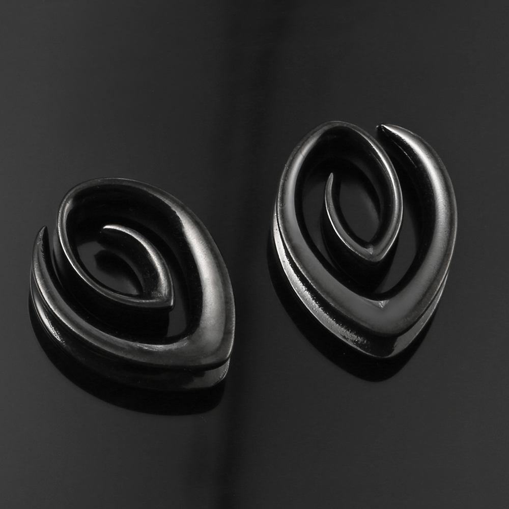 Twolobes, 2 uds., tapones de sillín simples en espiral, perchas, túneles, medidores para lóbulo estirado, Piercing en la oreja, joyería corporal para mujer, dilataciones: Gris / Rodio plateado