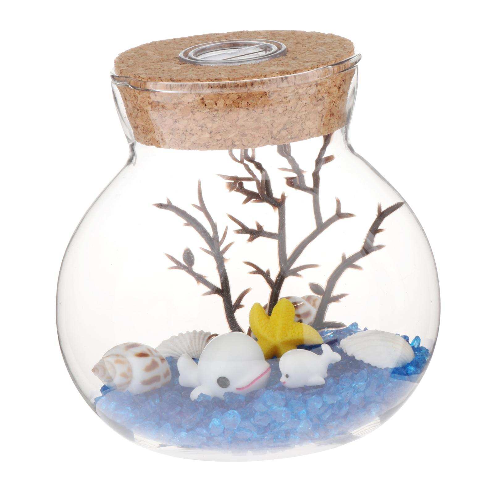 Glass Terrarium Container Multiple Choices Planter Jars with Wood Base &amp; Lid Plant Terrarium Bowl Vase with Fairy Lights