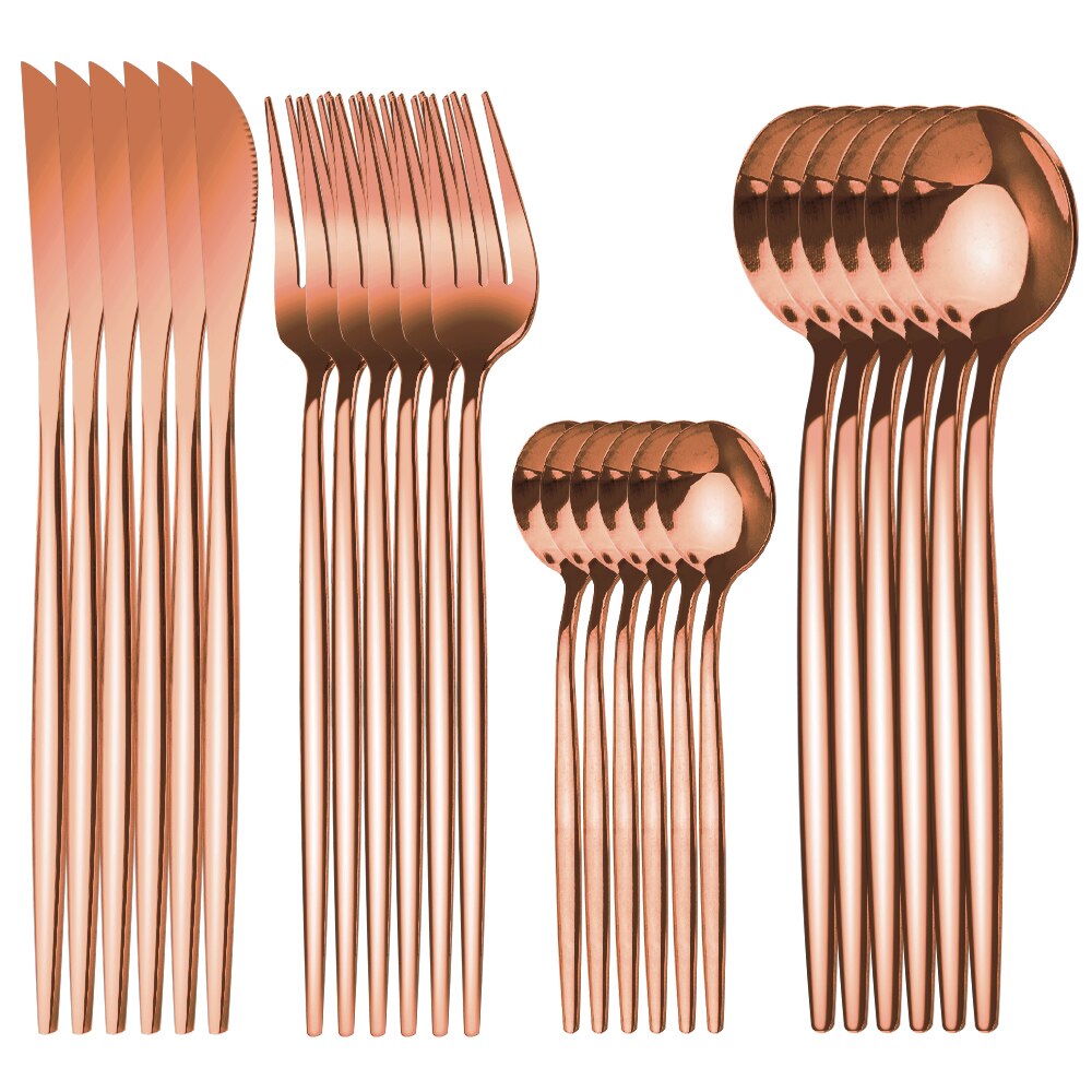 Merry Christmas Cutlery Set 24 Piece Christmas Dinnerware Knife Fork Spoon Set Tableware Christmas Decorations For Home: 24pcs Rose Gold