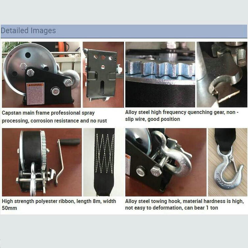 HQ 2500P Heavy Duty Boat Truck Self Locking Hand Manual Winch Ratcheting Handle Easy Pulling Lifting Wire Rope Sling Hand Winch