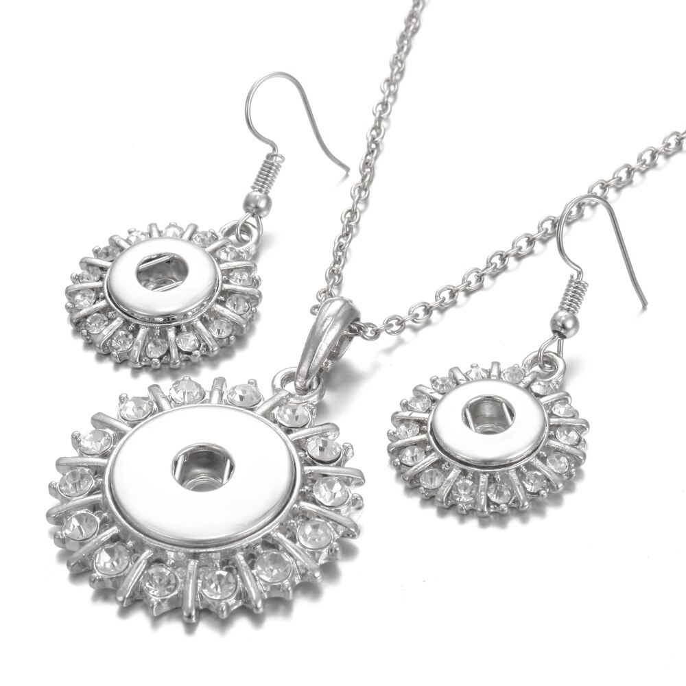 Boutons pression ensemble de bijoux paramètres cristal 12mm 18mm collier pression et 12mm boucles d'oreilles pression pour les femmes bouton pression boucles d'oreilles pendentif collier: 20