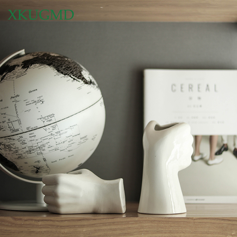 Hands-shaped Ceramic Vase White Fist Flower Arrangement Container Desktop Potted Decoration Home Decoration Accessories
