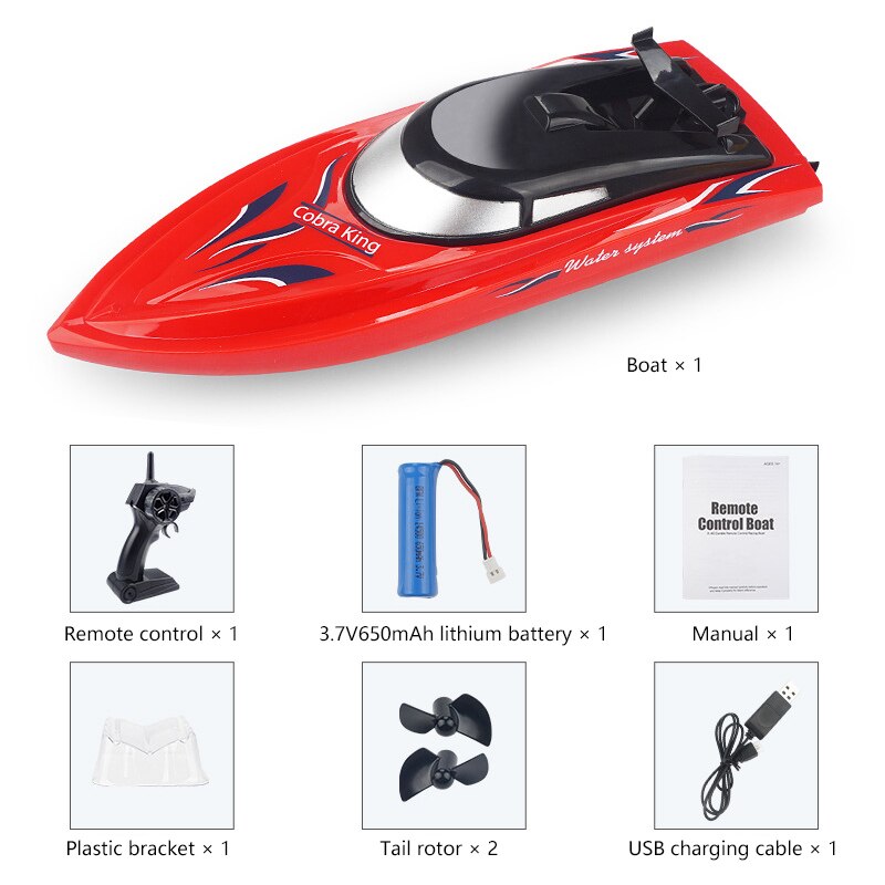 Bote de Control remoto de 2,4G que dura 20 minutos, remo de alta velocidad, Watercraft de verano, juguete de modelo de niño impermeable de doble capa