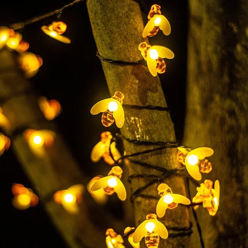 20/50/100 LED Solar- Biene Fee Lichterketten Gartenbeleuchtung 8 Modi Wasserdichte Außenbeleuchtung für Blumenzaun Weihnachtsbaum