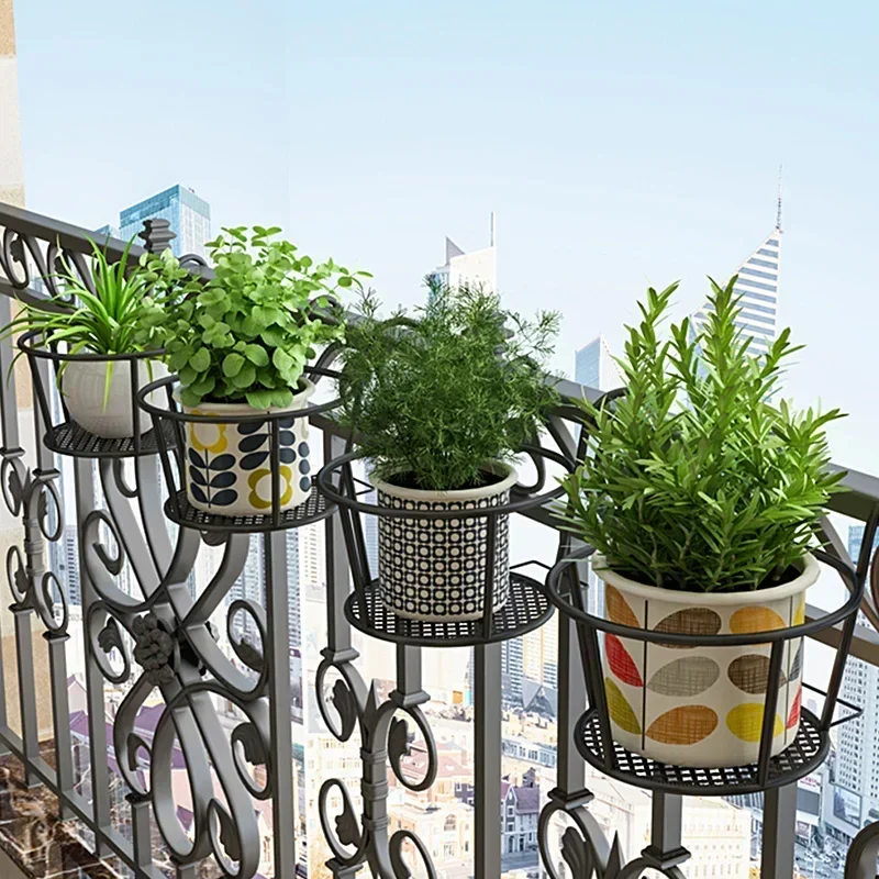 IJzeren kunst hangende manden bloempot balkon hangende plant ronde rekken reling hek buiten raam bonsai standaard decoratie