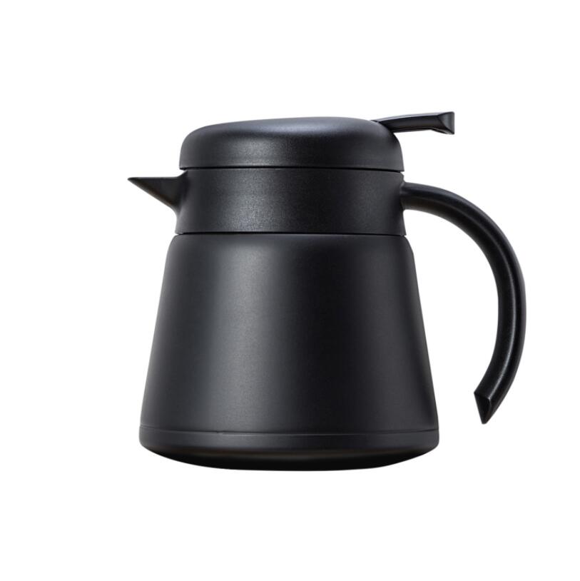 Rostfritt stål vakuum kaffe isolerad gryta mocka espresso latte kaffe termos flaska café verktyg kall vattenkokare: Svart