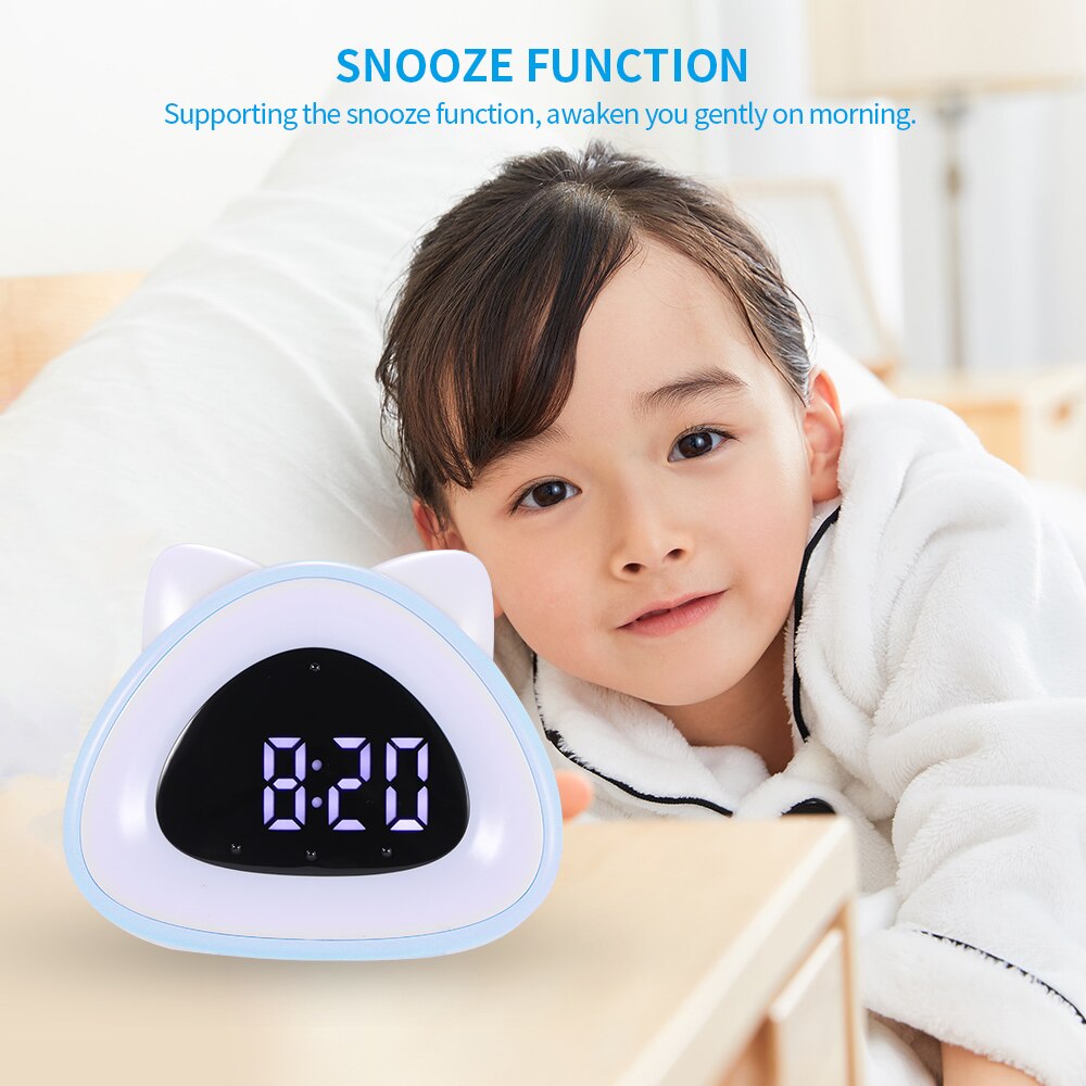 Cat Wake-Up Clock Cat Wake-Up Light Thermometer Led Light Bedside Clock Lamp For Multifunctional Cat Light Sound Controlling
