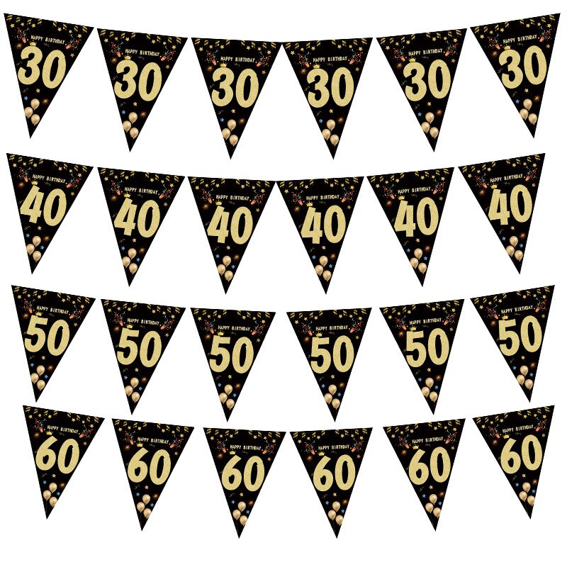 Zwarte Goud Gelukkige Verjaardag Banner 30 40 50 60 Jaar Verjaardag Banner Party Achtergronden Decoratie Volwassen Verjaardagsfeestje Decoraties
