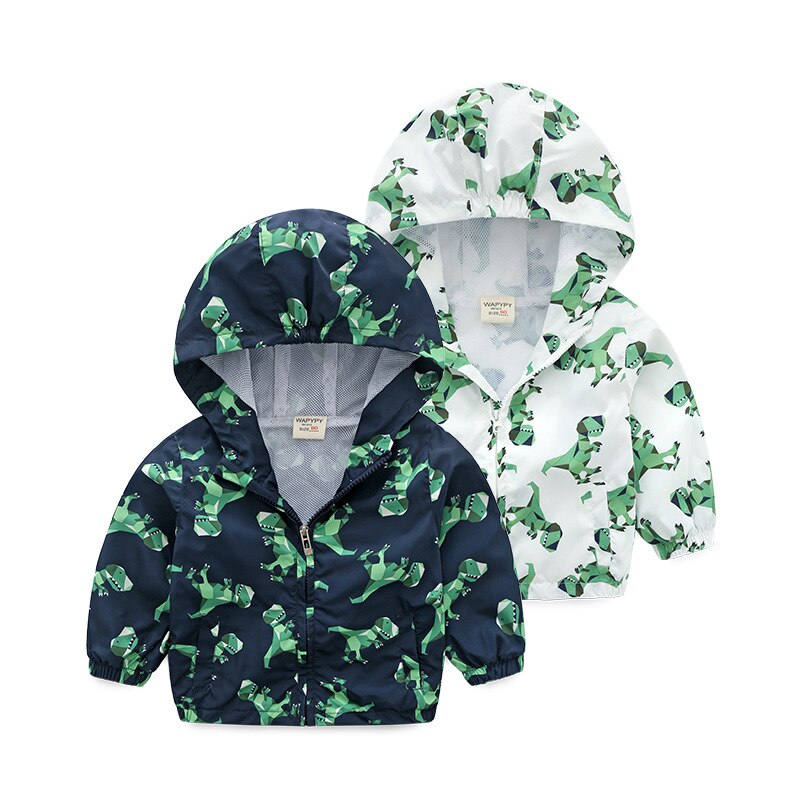 Kids Jongen Jas Mode Kind Dinosaurus Jassen Hooded Kids Rits Windjack Koreaanse Kinderen Kleding Jongens Jas Bovenkleding