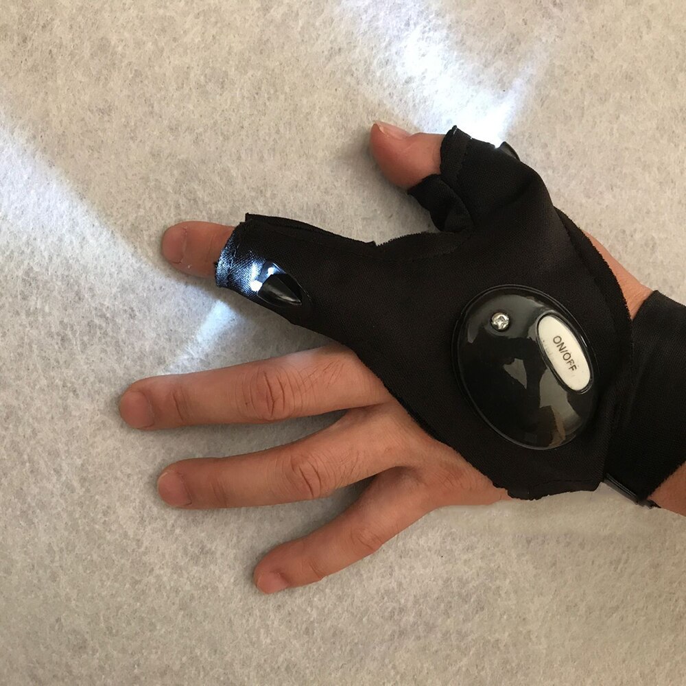 1 stück Verknüpfungen Hand Angeln LED Beleuchtung Handschuh Wasserdichte Sicherheit Taschenlampe Hohe Nacht Helle Taschenlampe Licht Handschuhe Camping Radfahren: Weiß
