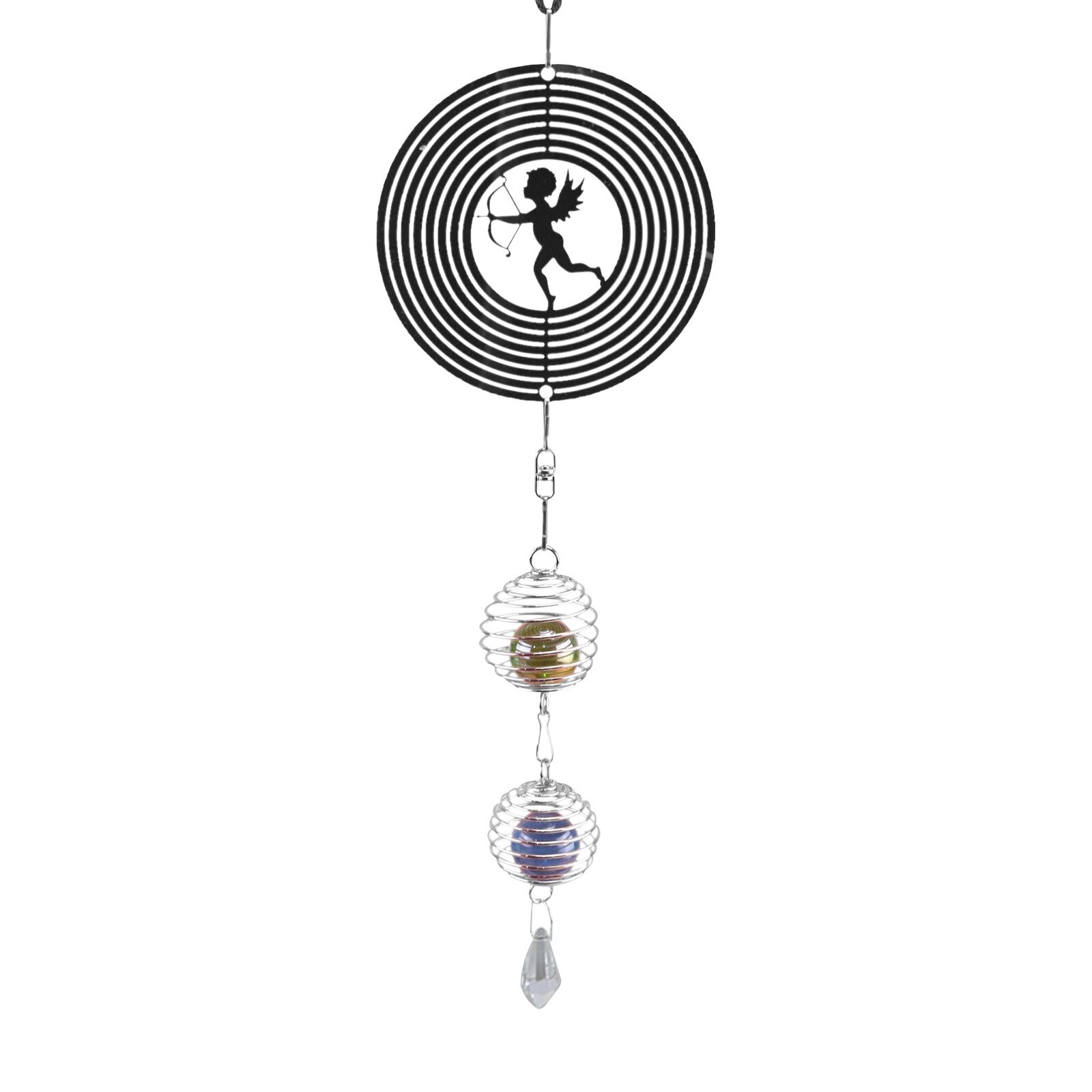 25# Vintage Rotating Wind Bell Heart Round Star Shape Metal Wind Chime Unique Household Handicrafts Pendant Home Decor: D