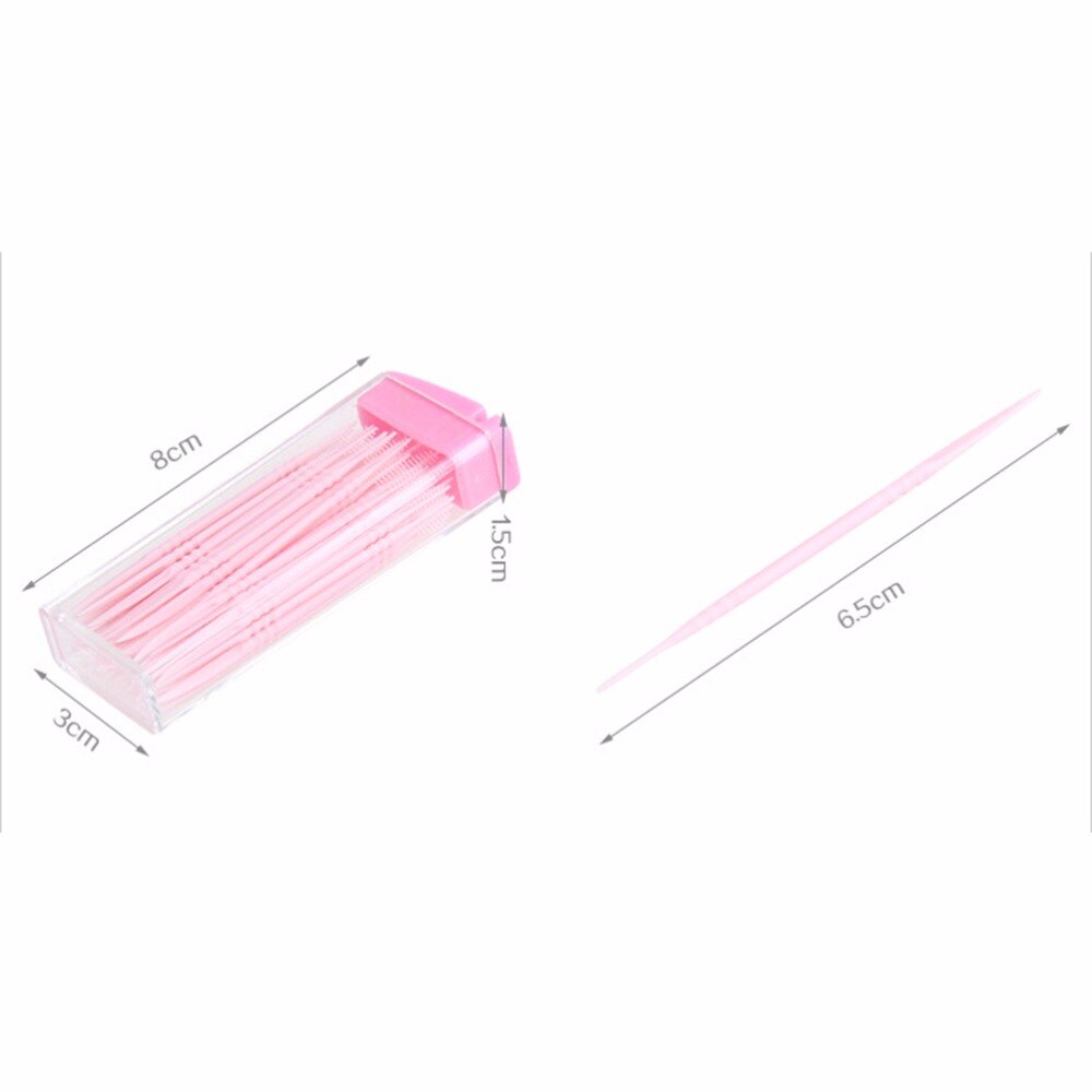 50 Stks/pak 2 Manier Oral Dental Plastic Tooth Pick Interdentale Borstel Tandenstokers Met Draagbare Case Kleur Willekeurige