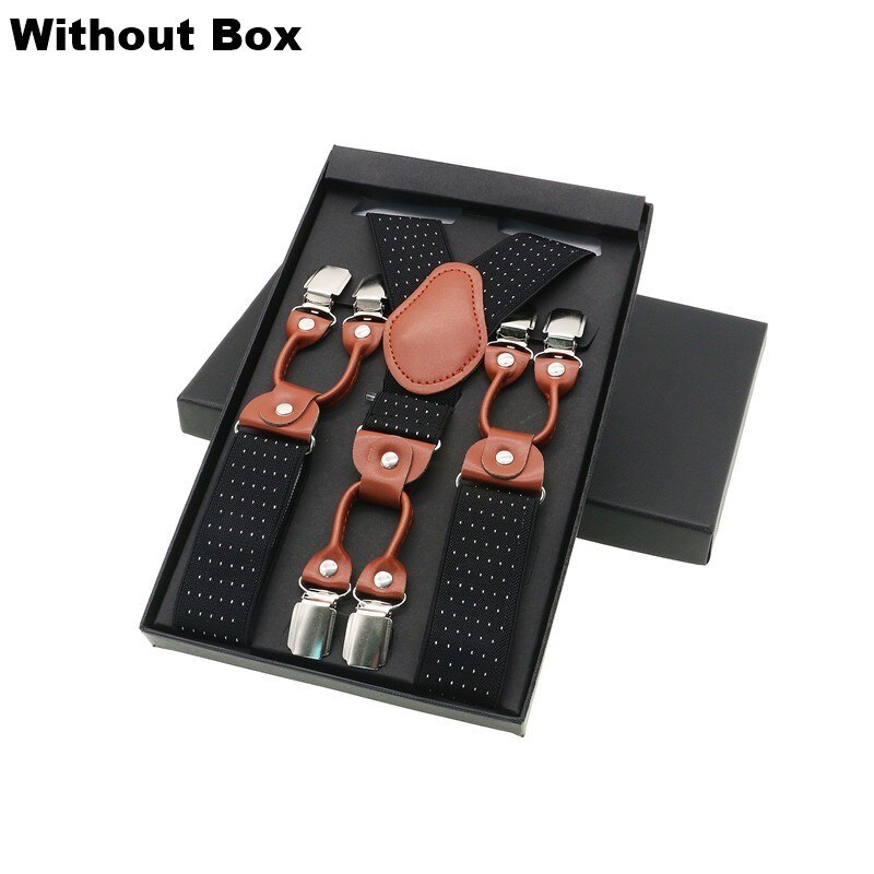 Tirantes de 6 clips para hombre, tirantes Unisex informales a la , tirantes elegantes para camisa de cuero marrón, correa ajustable para cinturón, para papá: Oro