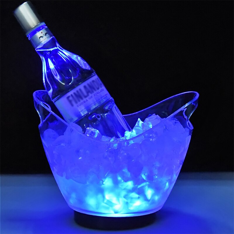 Portable Ice Bucket Waterproof 7 Color LED Ice Bucket Nightclub Bar Party Champagne Wine Bucket Transparent Light Wine Barrel