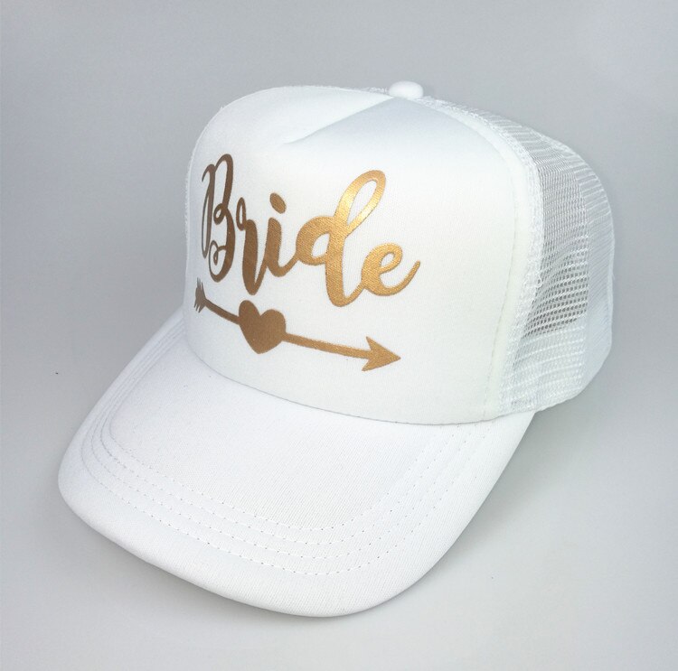 C &amp; Fung Bruid Stam Snapback Hoed Bruid om golden Arrow hoeden Meisjes bruiloft Strand vrijgezellenfeest gunsten trucker Hoed Cap: white hat bride