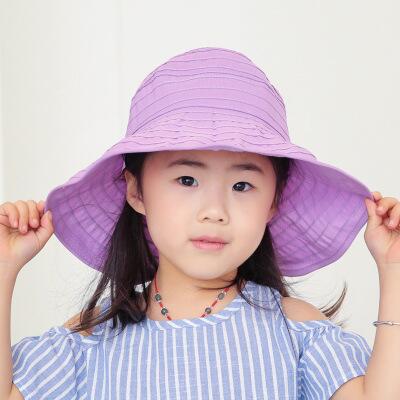 BINGYUANHAOXUAN Meisjes Grote Rand Zonnehoed Golvend Strand Strohoed Leuke Zon Cap: Light purple