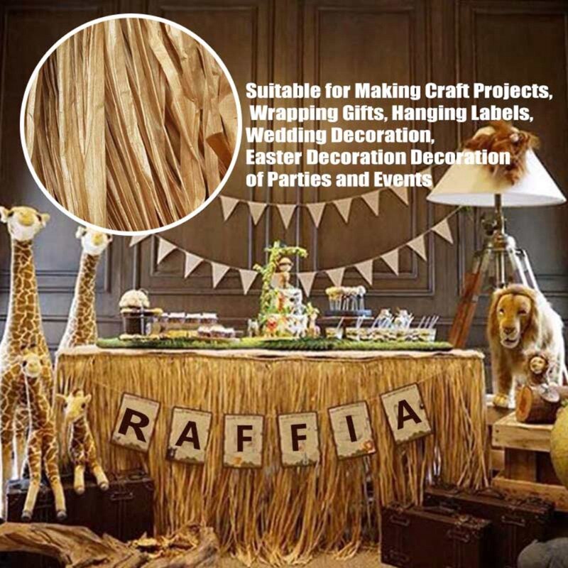 200M Raffia Paper Twine Rope Wrapping Decorative Ribbon DIY Bouquet Packing Crafts For Party Wedding Decoration Supplies