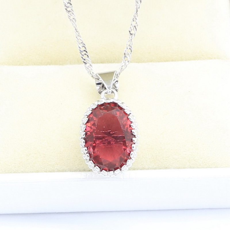 Red Ruby 925 Sterling Silver Jewelry Set for Women Free Ring Necklace Pendant Wedding Jewelry